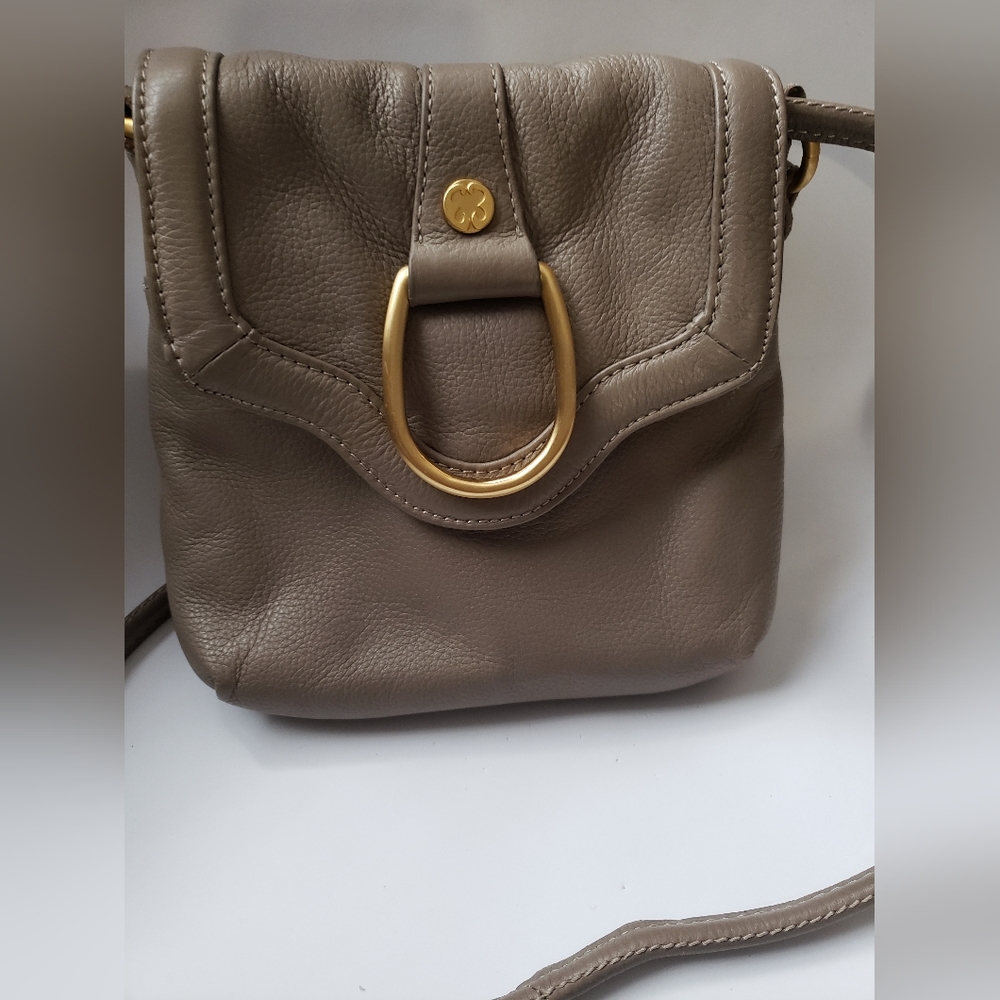 Emma Fox Wome's Gray and gold tone hardware Crossbody purse magnetic closure use